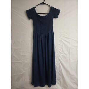 Old Navy Chambray Midi Dress Size XS Smocked Milkmaid Lightweight Stretch Soft